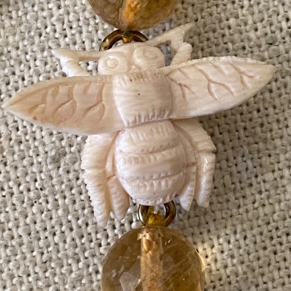 Rare EXTASIA Faceted Light Topaz Glass Bead BEE INSECT BUG Adjustable Necklace - Picture 6 of 9